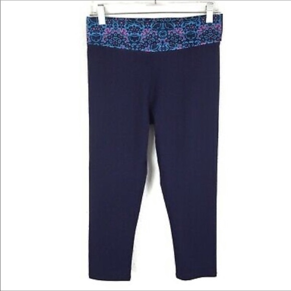 Fabletics Salar Navy Foldover Waist Leggings. - Picture 1 of 3